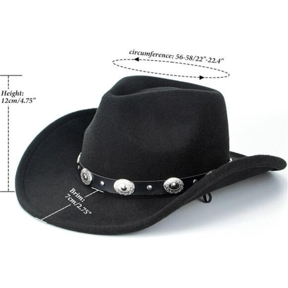 Western Cowboy Fedora Hat for Women & Men Classic Wide Brim Hat with Buckle Belt main image 4